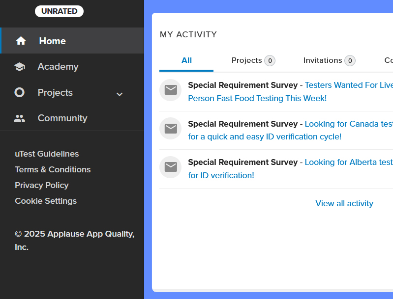utest my activity